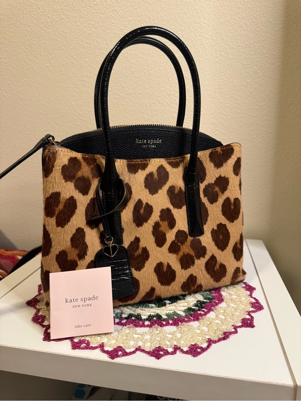 kate spade Leopard Print Satchel with Black Trim - Picture 2 of 5
